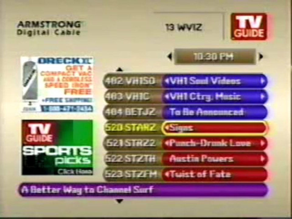 Armstrong Digital Cable Program Guide Sampler (11/24/2003) video