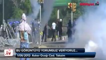 Manifestant turc reçoit un tir de flashball en plein visage