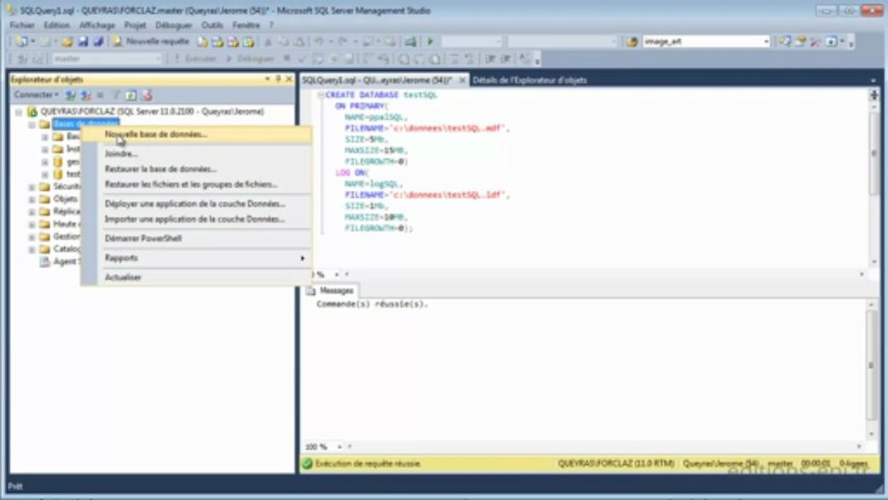 Créer, modifier une base de données