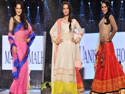 Fashion With A Cause Ameesha Patel Neha Dhupia Juhi Chawla Dia Mirza Walks For Manish Malhotra