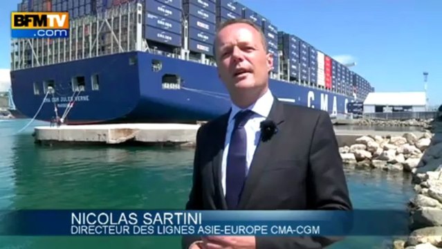 François Hollande inaugure le porte-containers Jules Vernes - 04/06
