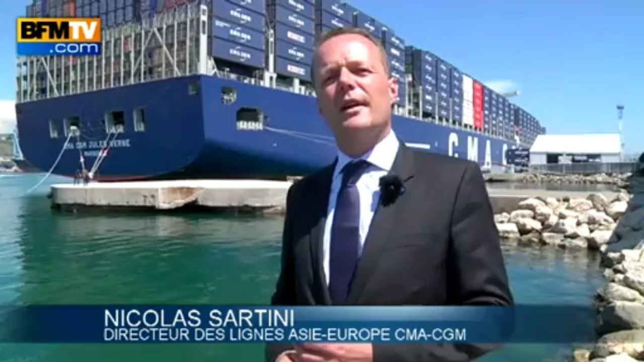 François Hollande inaugure le porte-containers "Jules Vernes" - 04/06