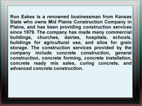 Mid Plains Construction Plains KS | Ron Eakes