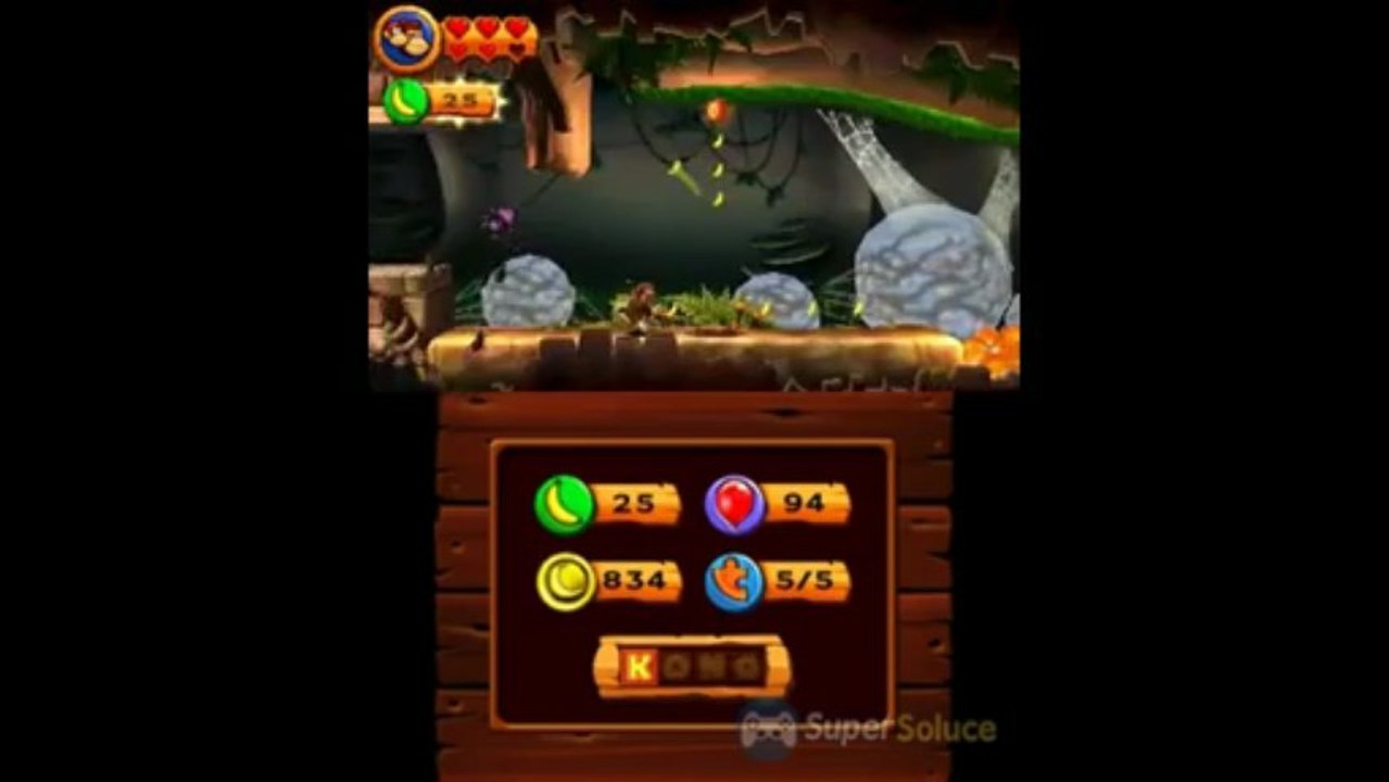 Soluce Donkey Kong Country Returns 3D : 5-8 Rapides Arachnides