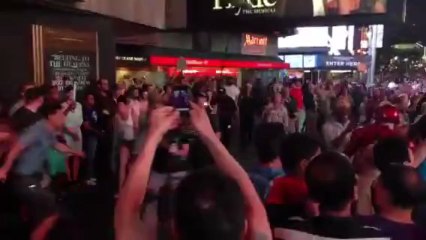 Michael Keaton in Times Square