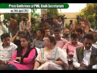 President PML Q Sindh Haleem Adil Sheikh addressing to Press Conference on 24.4.2013