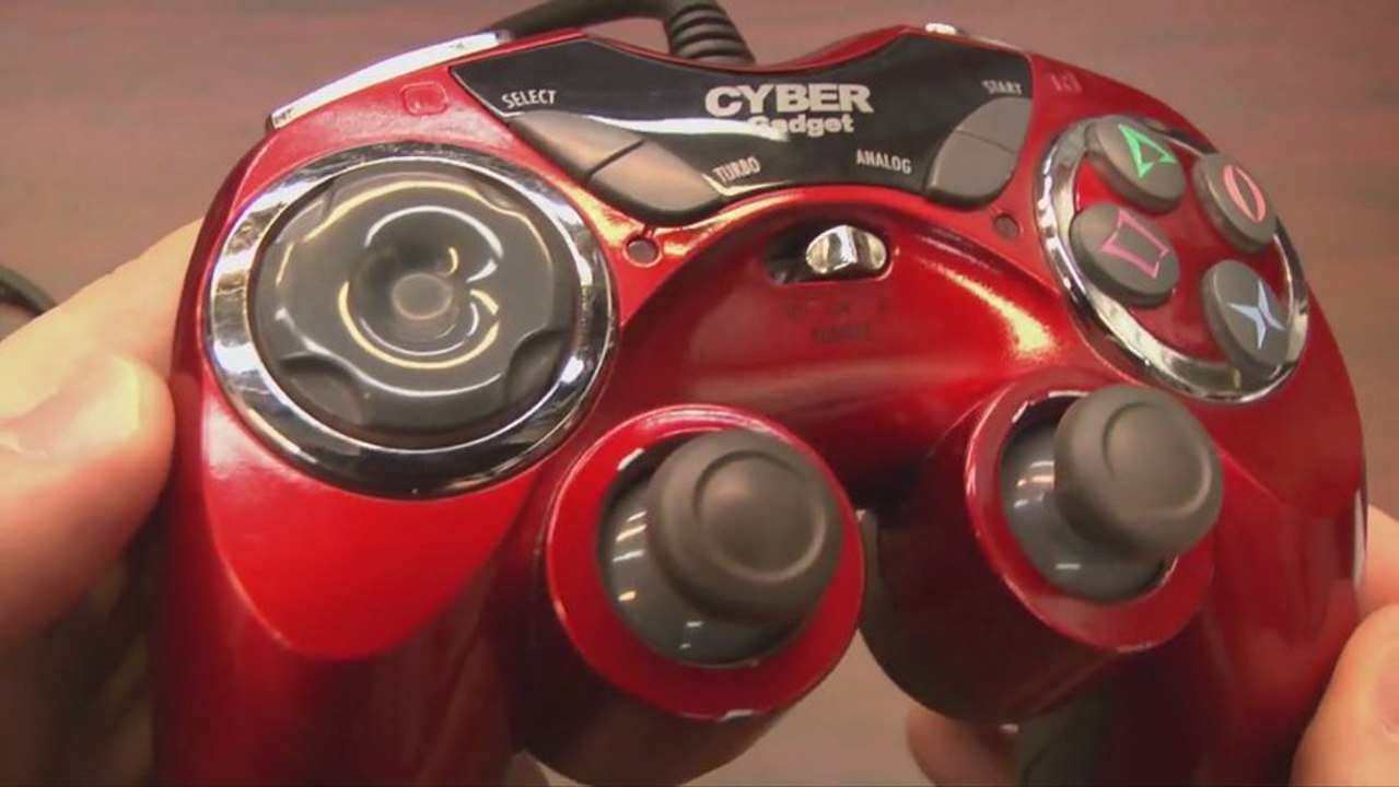 Classic Game Room - CYBER GADGET FUNKY RED CONTROLLER review for PS2