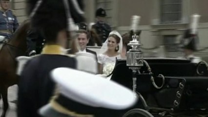 Sweden's Princess Madeleine and Chris O'Neill leave palace after wedding