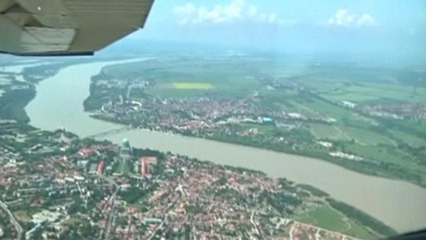 Aerial video shows flood-ravaged countryside near Budapest