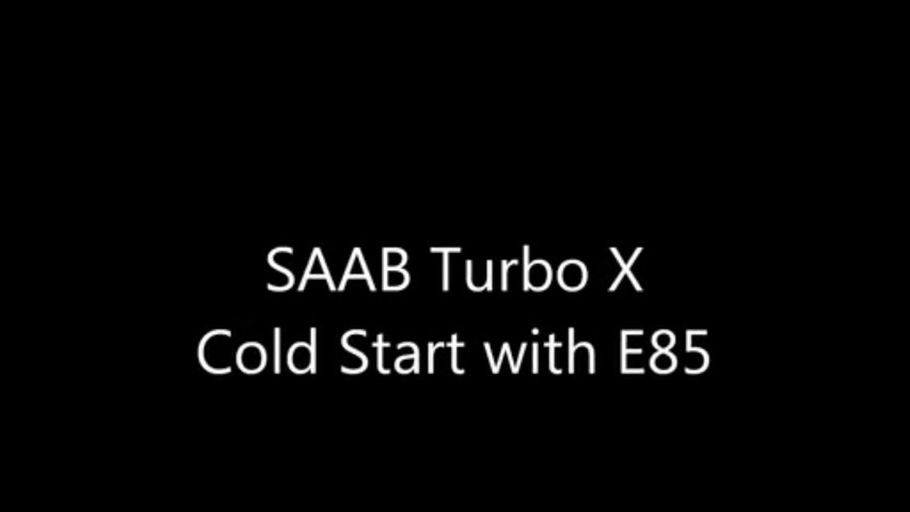 Saab Turbo X cold start with 100% ethanol E85.