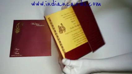 W-4365,250 GSM, Shimmer Wine Paper, Designer Indian Wedding Invitation Cards