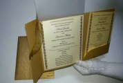 W-4363, Rust Gold Color, Shimmer Paper, Hindu Cards, Indian Invitations, Scroll Wedding Cards