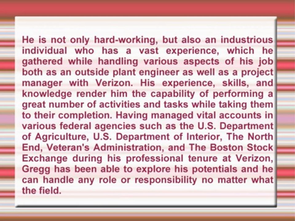 Gregg T. Warburton (Canton, MA) Served Verizon For Over Two Decades