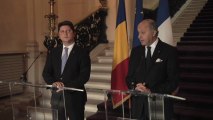 Point de presse de M. Fabius et de M. Corlatean, ministre des affaires étrangères de Roumanie