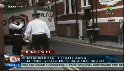 Ecuador acepta renuncia de embajadora en Londres