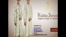 Designer wedding Shervani for Men-Classic Groom Off White Sherwani (HD)