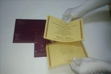 W-4771D, 60GSM, Maroon Wooly, Matte Cream Insert, Indian Wedding Cards