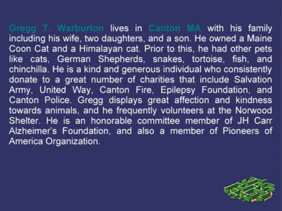 Gregg T. Warburton (Canton, MA) Served Verizon For Over Two Decades