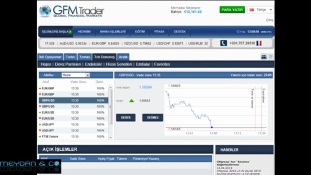 GFM Trader Platformunda Tek Dokunuş işlemleri nasıl yapılır