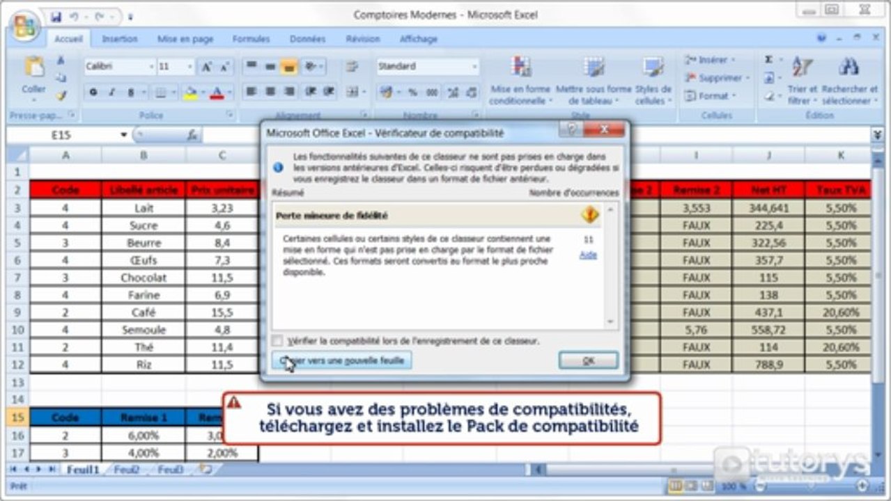 Comment assurer la compatibilité des fichiers Excel 2007 ?