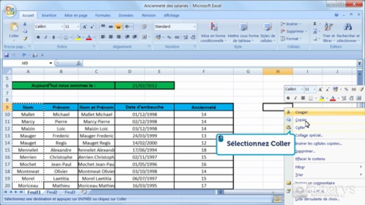 Comment copier et coller des données avec Excel 2007 ?
