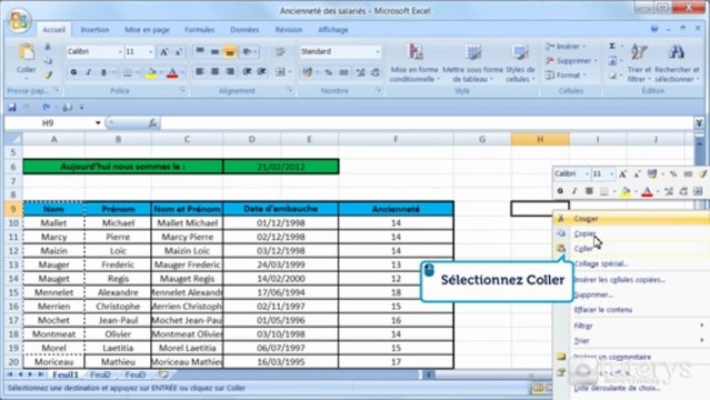 Comment copier et coller des données avec Excel 2007 ?