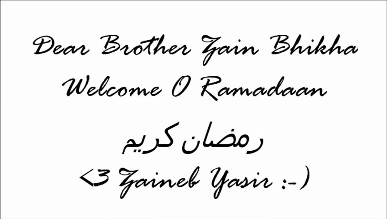 Zain Bhikha Welcome O' Ramadaan ♥ZY♥