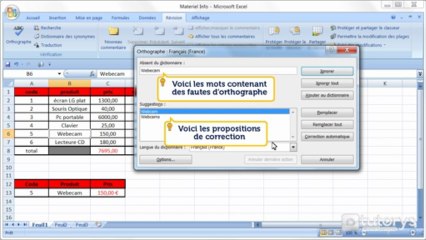 Comment utiliser le correcteur d'orthographe avec Excel 2007 ?