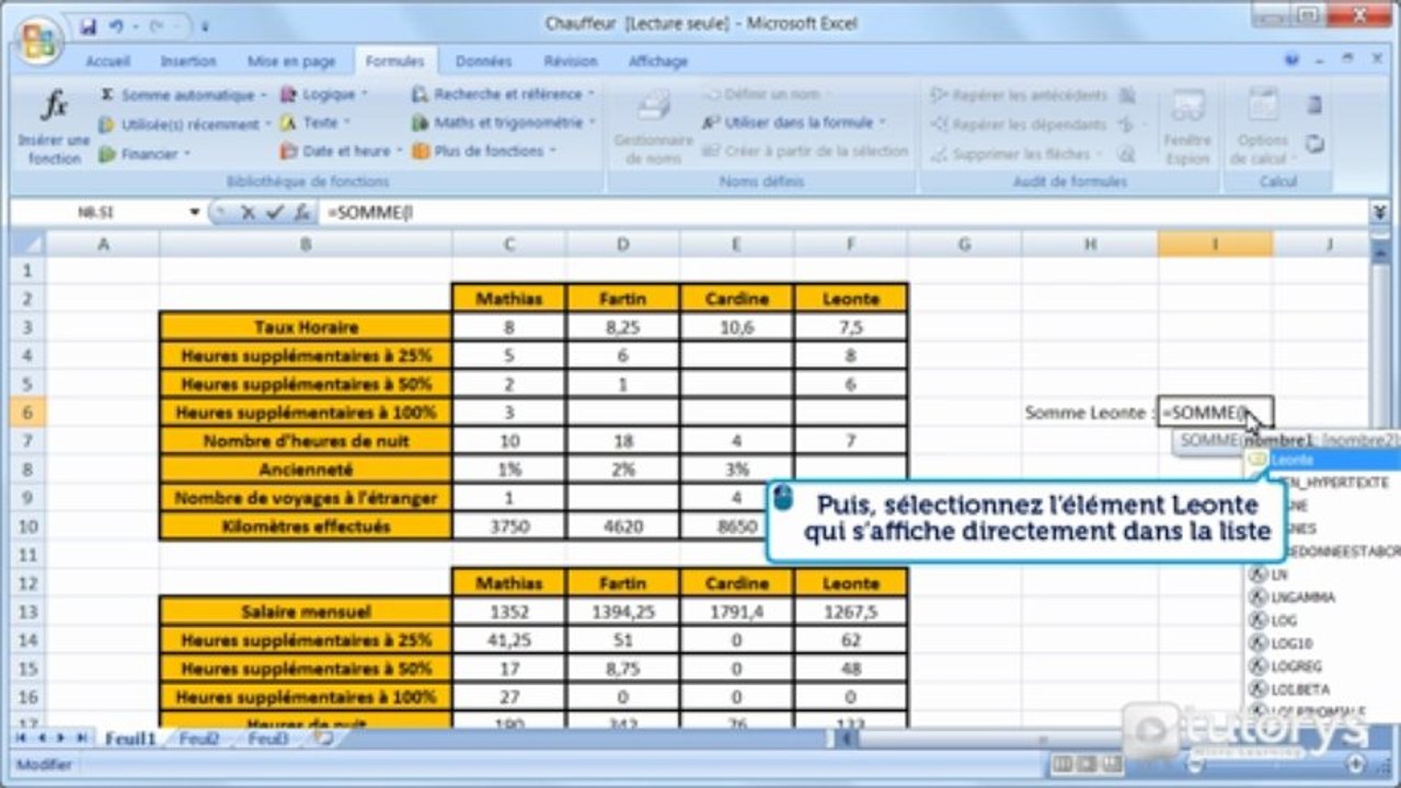 Comment définir et utiliser des noms dans les formules avec Excel 2007 ?