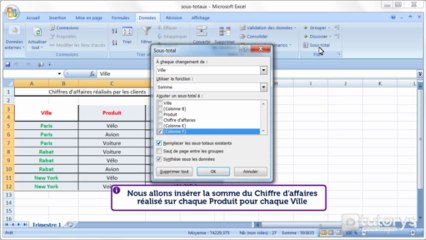 Comment insérer des sous-totaux avec Excel 2007 ?