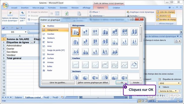 Comment créer un graphique depuis un tableau croisé dynamique avec Excel 2007 ?