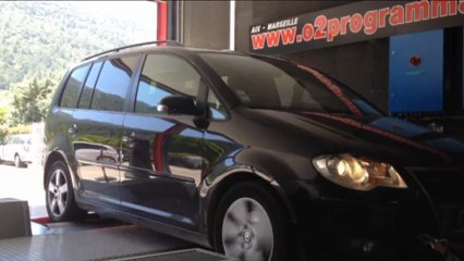 Touran 1.9L TDI 105ch,  reprogrammation moteur sur banc de puissance marseille