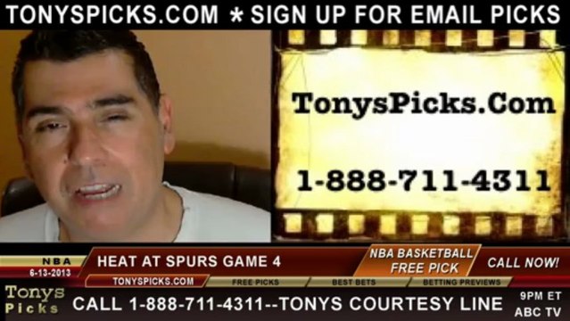 NBA Finals Game 4 Pick Prediction San Antonio Spurs vs. Miami Heat Odds Playoff Preview 6-13-2013