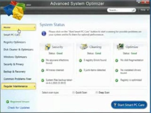 ADVANCED SYSTEM OPTIMIZER 3.5 serial key registration crack 2012 download