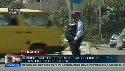 La ONU indica que 13 mil palestinos han huido de Siria hacia Líbano