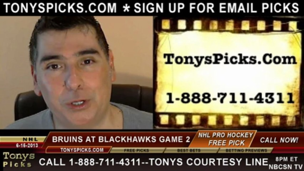 NHL Playoff Pick Game 2 Boston Bruins vs. Chicago Blackhawks Odds Prediction Preview 6-15-2013