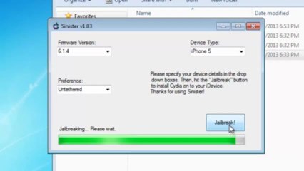 Jailbreak any 6.1.3 or 6.14 iDevice Untethered!! Sinister v1.03!!!!