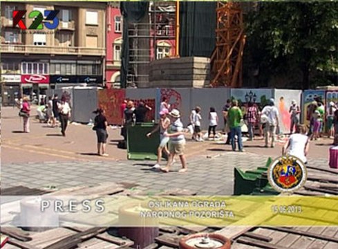 K23TV - Press iz prve ruke - Oslikana ograda Narodnog pozorišta Subotica - 17. jun 2013.
