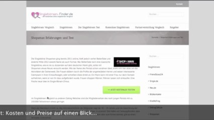 Shop a Man im Singlebörsen Test und Vergleich