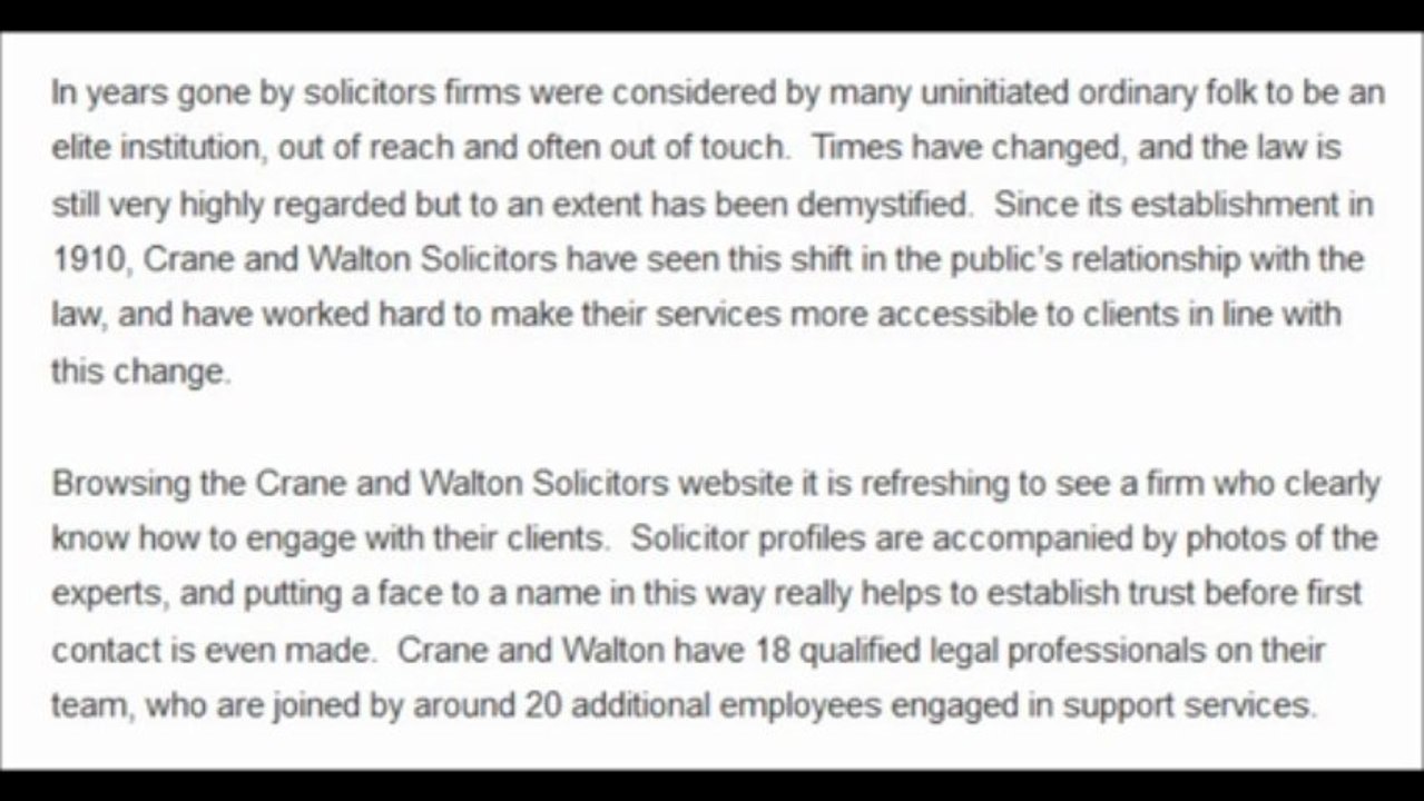 Crane and Walton - Company profile