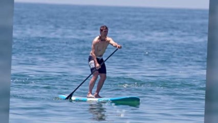 Tom Cruise Paddle Boards in Malibu