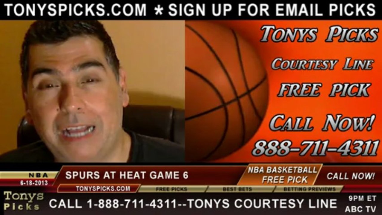 Game 6 NBA Pick Miami Heat vs. San Antonio Spurs Odds Playoff Prediction Preview 6-18-2013