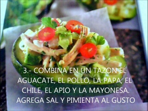 RECETA DE AGUACATES CON POLLO Y VERDURA