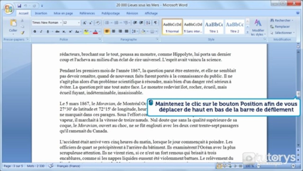 Comment parcourir les différentes pages d'un document avec Word 2007 ?