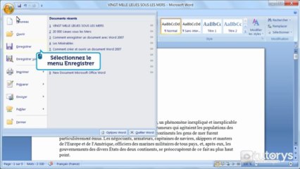 Comment enregistrer un document avec Word 2007 ?