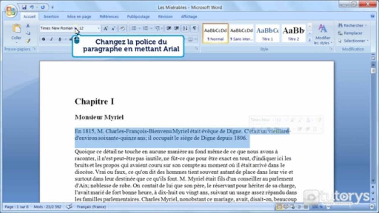 Comment sélectionner automatiquement du texte avec Word 2007