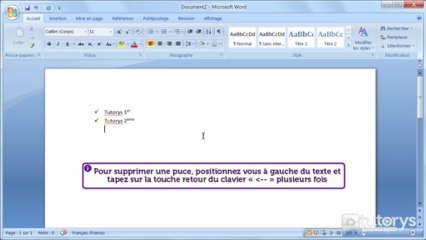Comment insérer une liste à puces avec Word 2007 ?