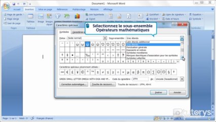 Comment insérer des caractères spéciaux avec Word 2007 ?