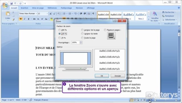 Comment utiliser le zoom avec Word 2007 ?