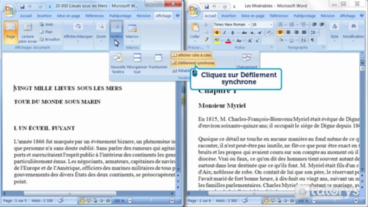 Comment travailler avec plusieurs documents avec Word 2007 ?